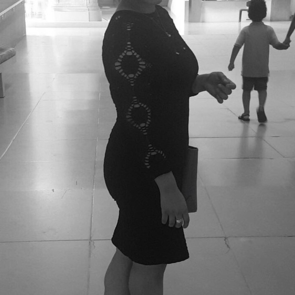 Modo black dress with see through sleeves